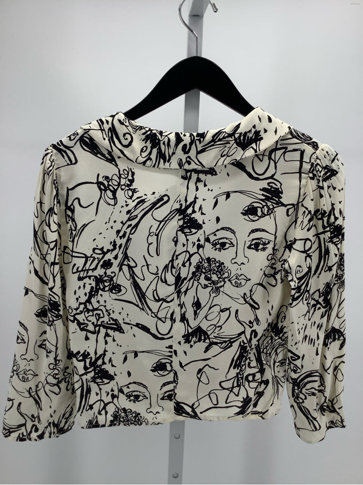 Reformation Size 4 Cream & Black Vogue Shirt