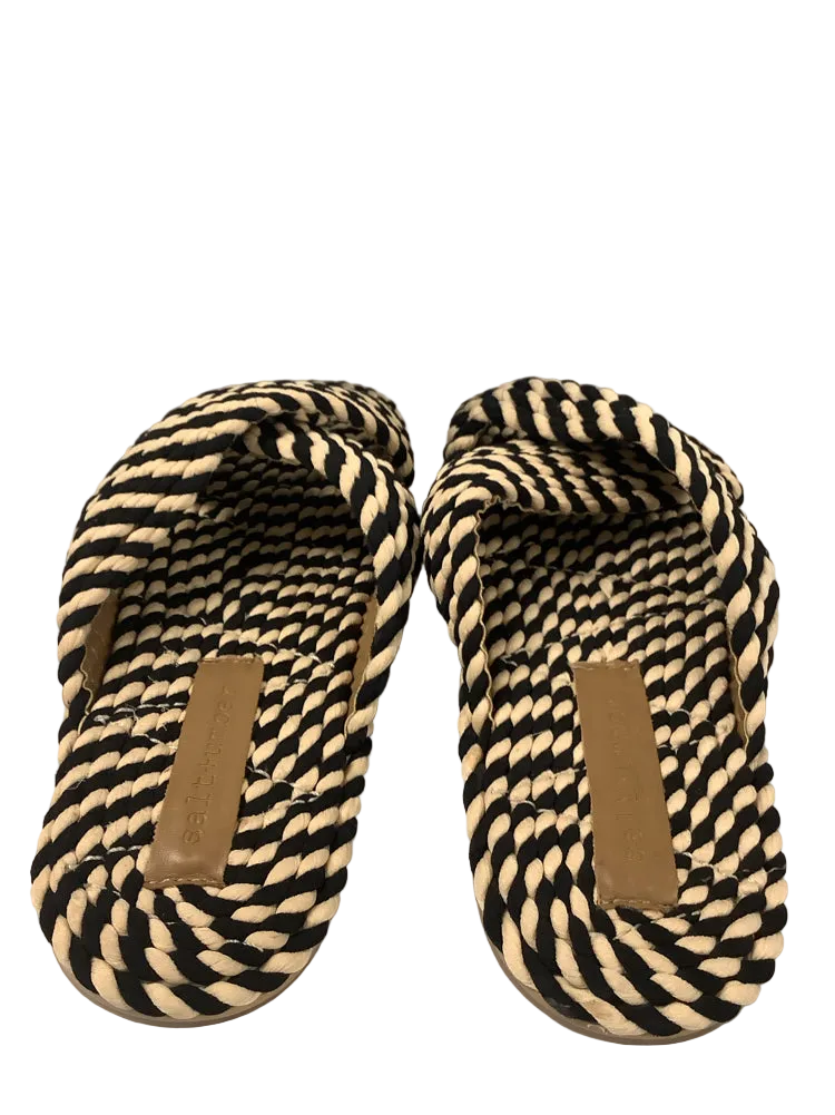Salt + Umber Shoe Size 9 Black & White Saraya Slides