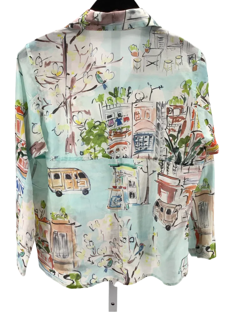Jill McGowan Size S Blue Multi Shirt