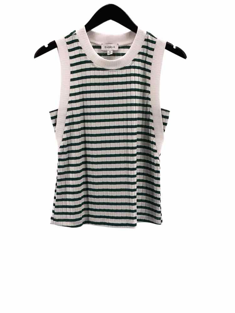 Evereve Size XS Green & White Tank Top