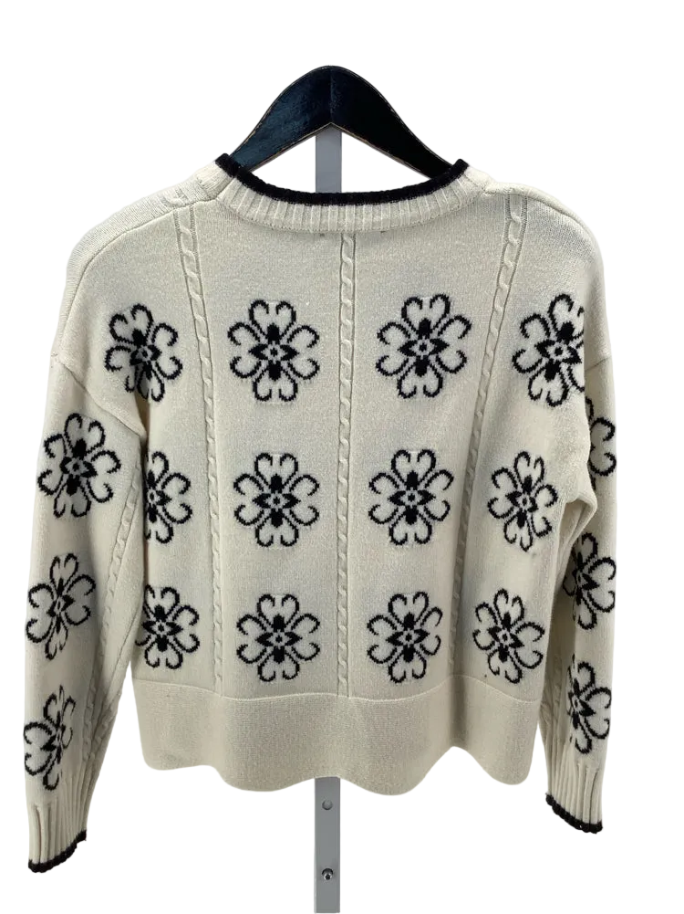 Adrianna Papell Size XS Cream & Black Sweater