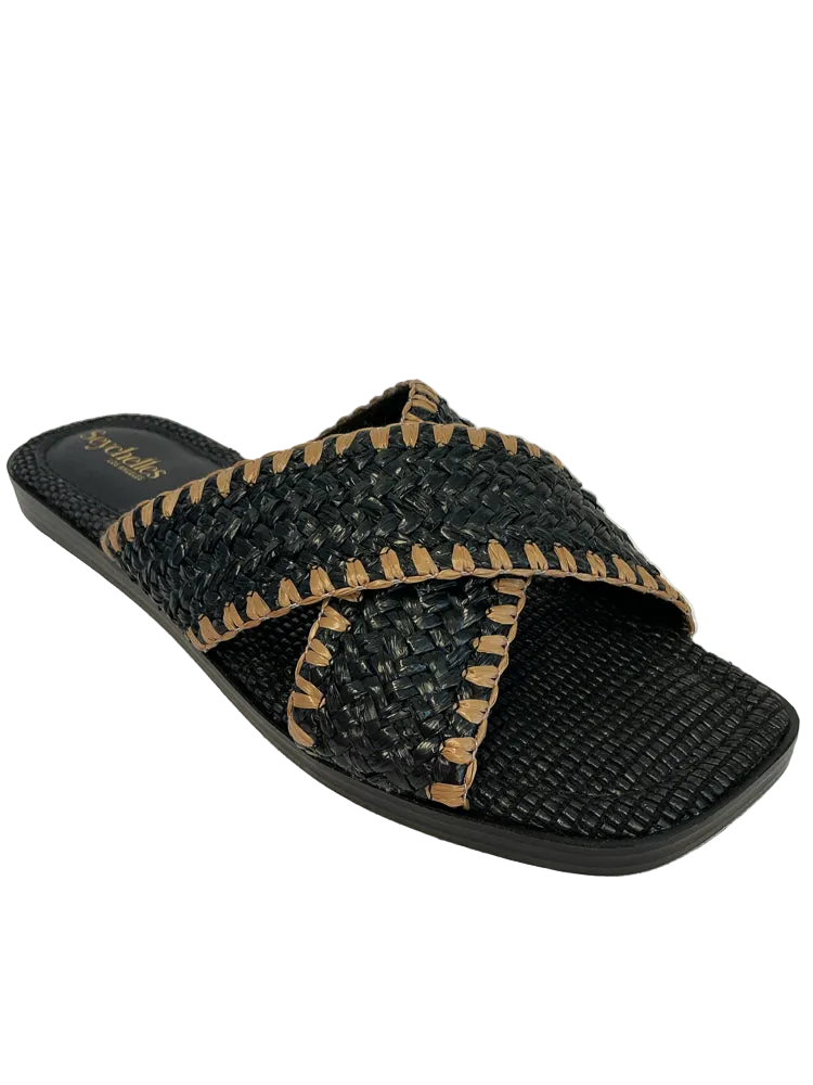 Seychelles Shoe Size 7 Black & Tan Pomelo Slides