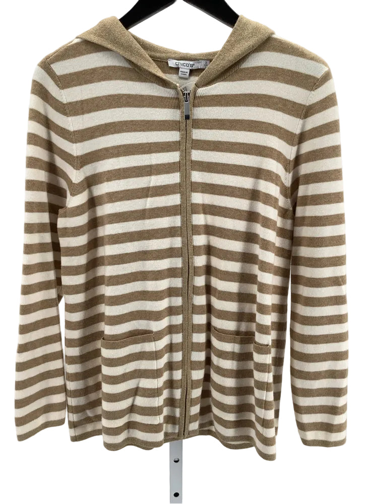 Chicos Size L Tan & Cream Sweater