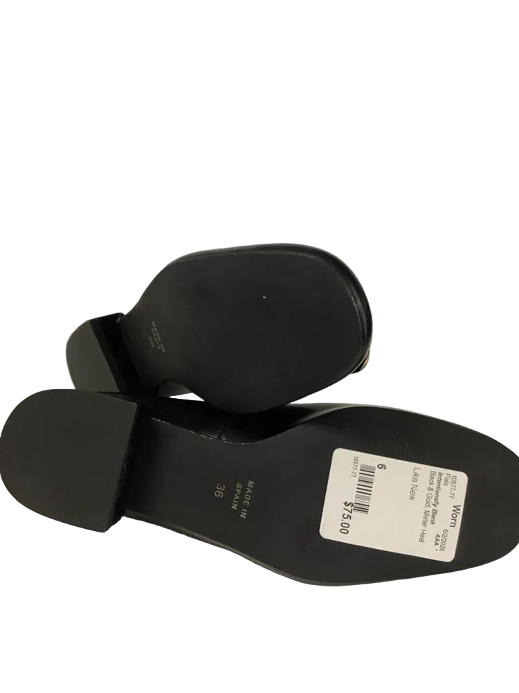 Intentionally Blank Shoe Size 6 Black & Gold Mister Heel Flats