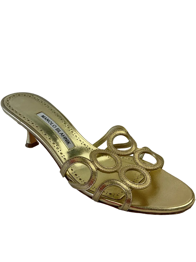 Manolo Blahnik Shoe Size 8.5 Gold Heels