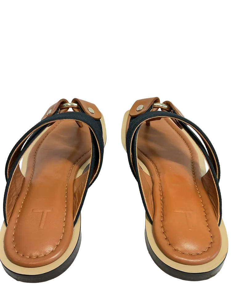 Lafayette 148 Shoe Size 8 Brown & Black Sandals