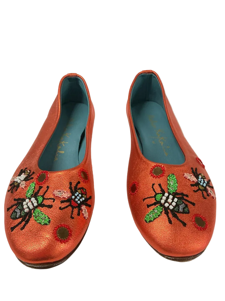 Meher Kakalia Shoe Size 7.5 Orange Multi Flats