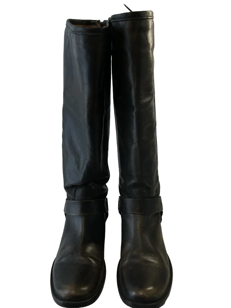 Frye Shoe Size 8 Black Phillip Harness Boots