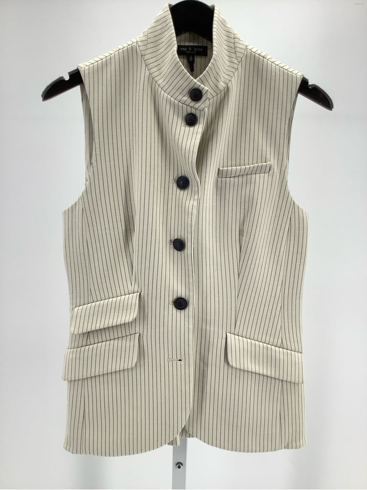 Rag & Bone Size S Cream & Black Slade Vest