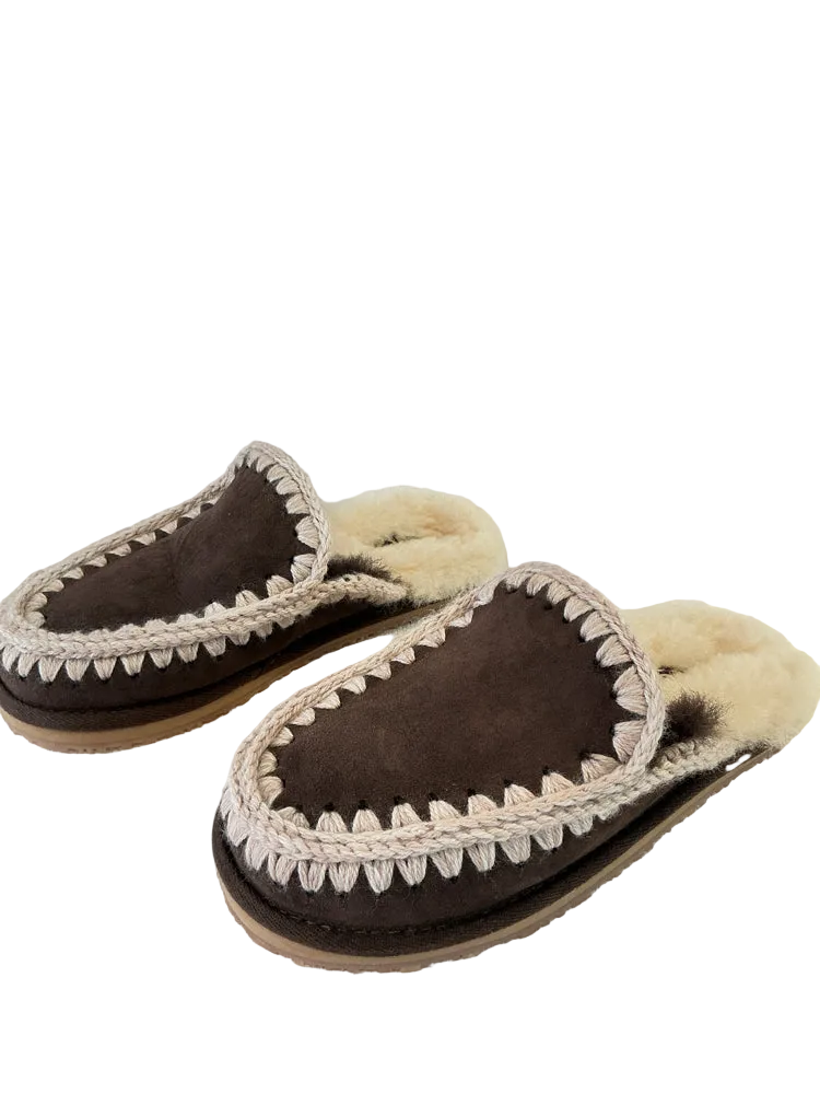 MOU Shoe Size 7 Brown & Cream Mules