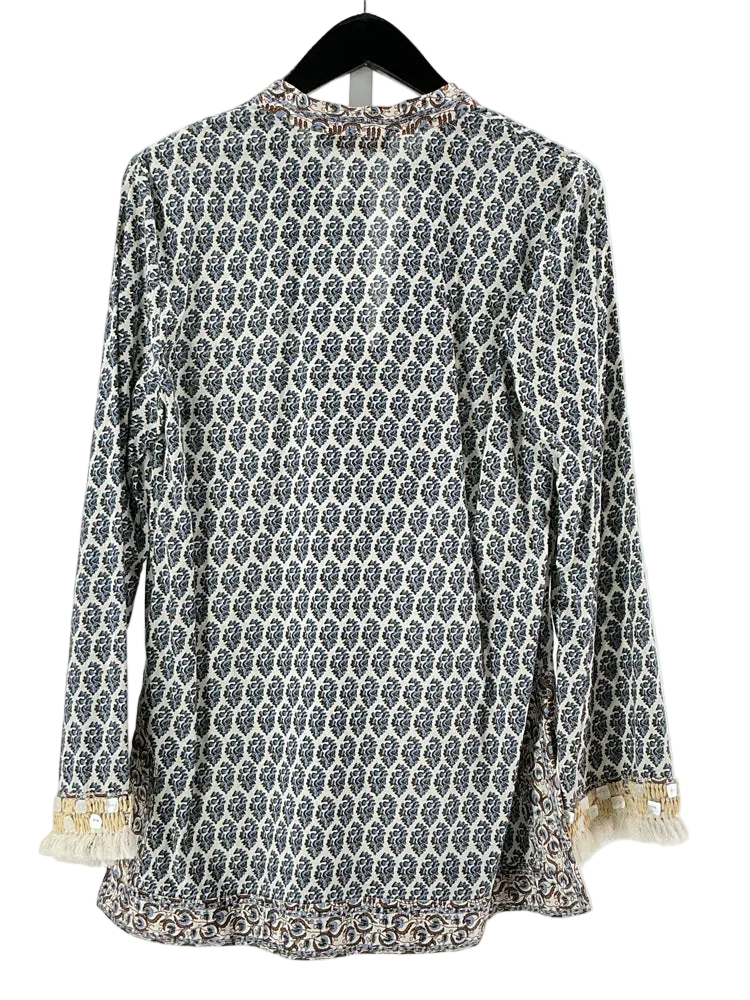 Tory Burch Size 8 Blue Multi Shirt