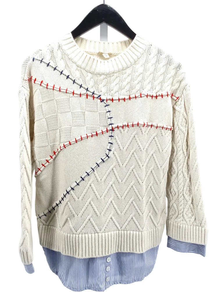 Pilcro Size XXS White multi Twofer Sweater