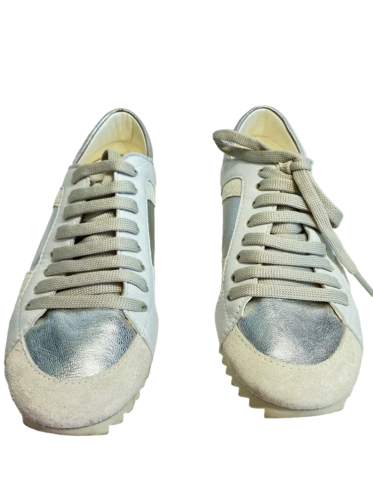 pedro garcia Shoe Size 5.5 Silver & White Carolina Sneakers