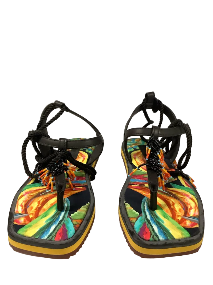 Farm Rio Shoe Size 8 Black multi Sandals