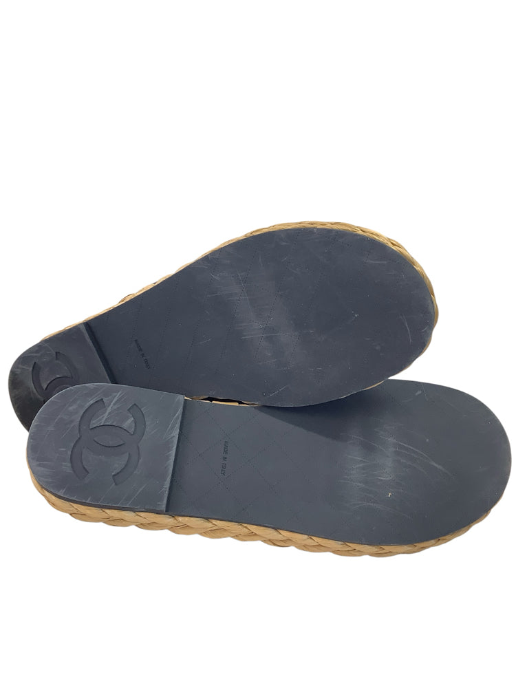 Chanel Shoe Size 10 Black & Tan Sandals