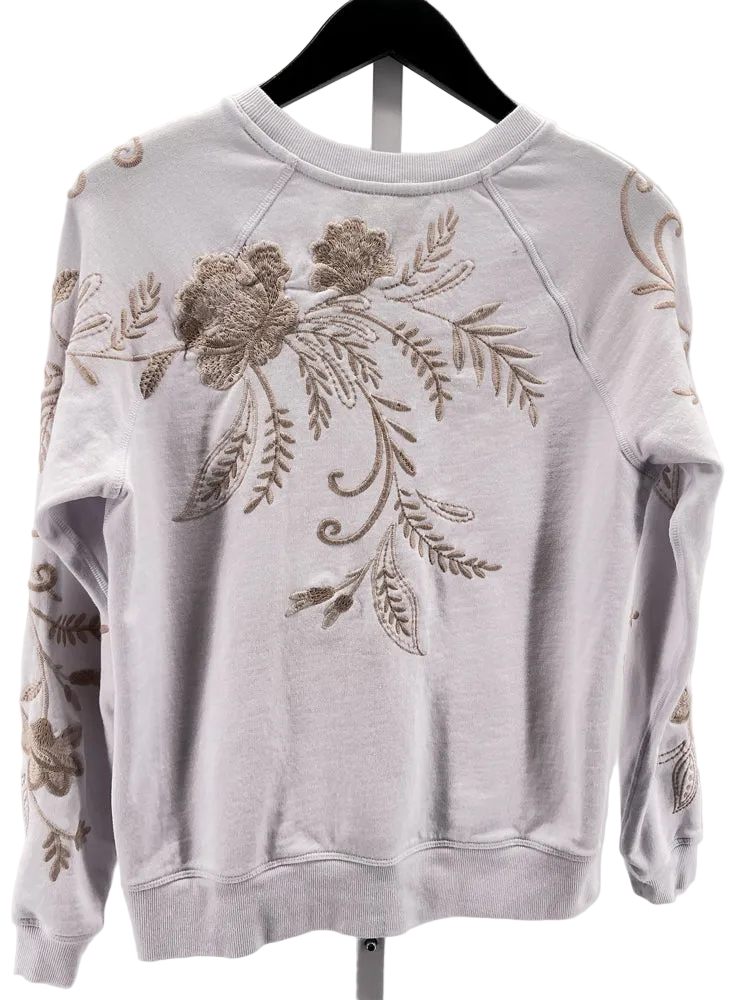 Johnny Was Size XS White & Tan Frankie Sweatshirt