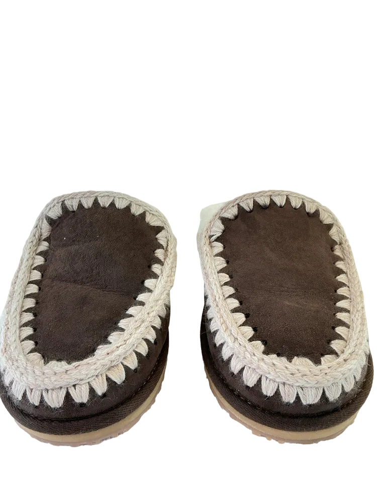 MOU Shoe Size 7 Brown & Cream Mules