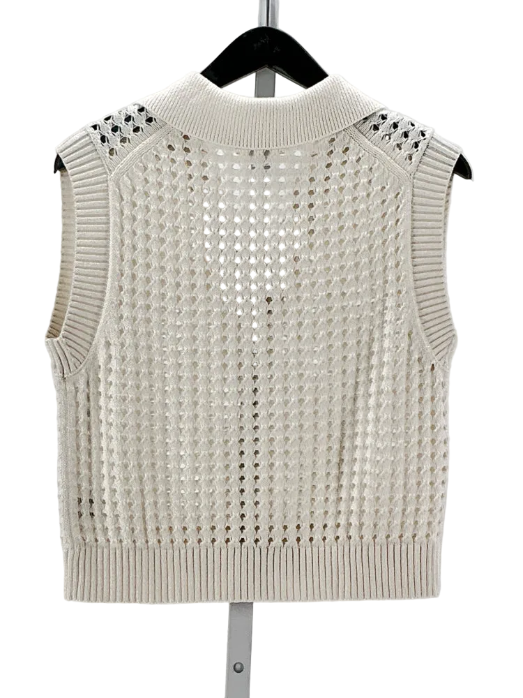 Velvet by Graham Spencer Size XS Cream Taye vest Sweater