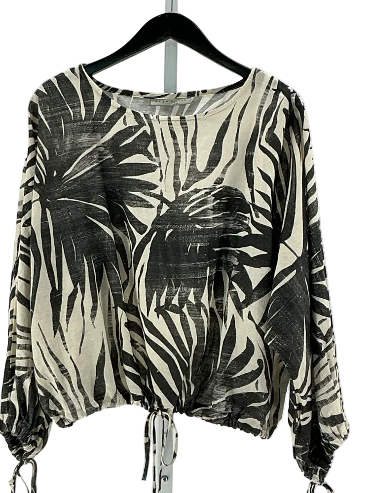 bryn Walker Size M Black & Beige Shirt