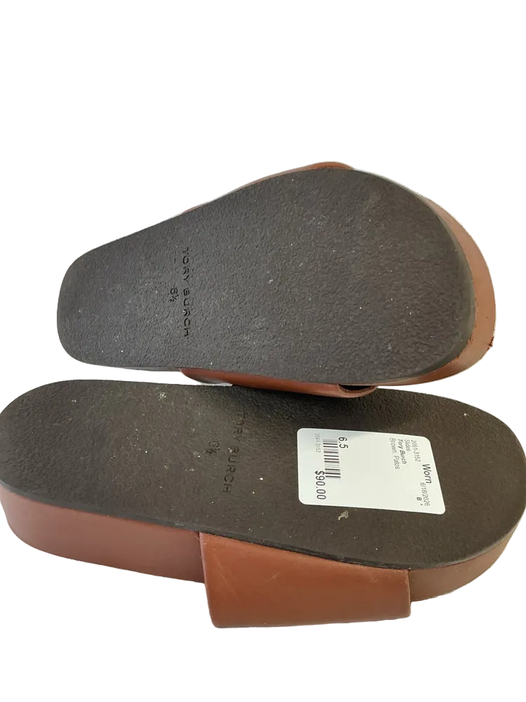 Tory Burch Shoe Size 6.5 Brown Patos Slides