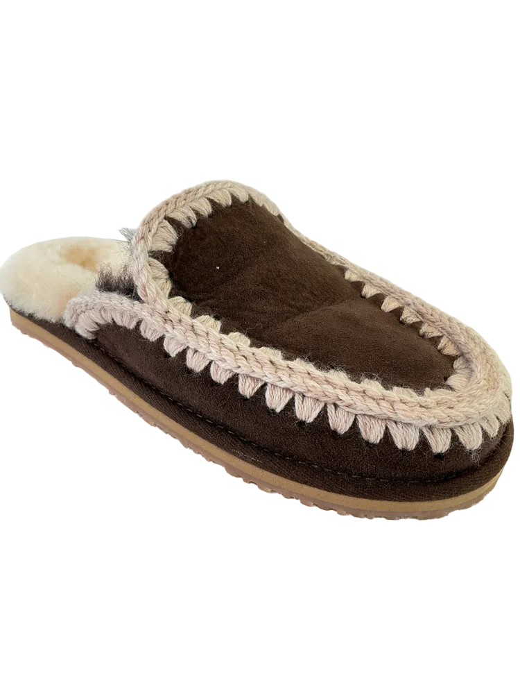 MOU Shoe Size 7 Brown & Cream Mules