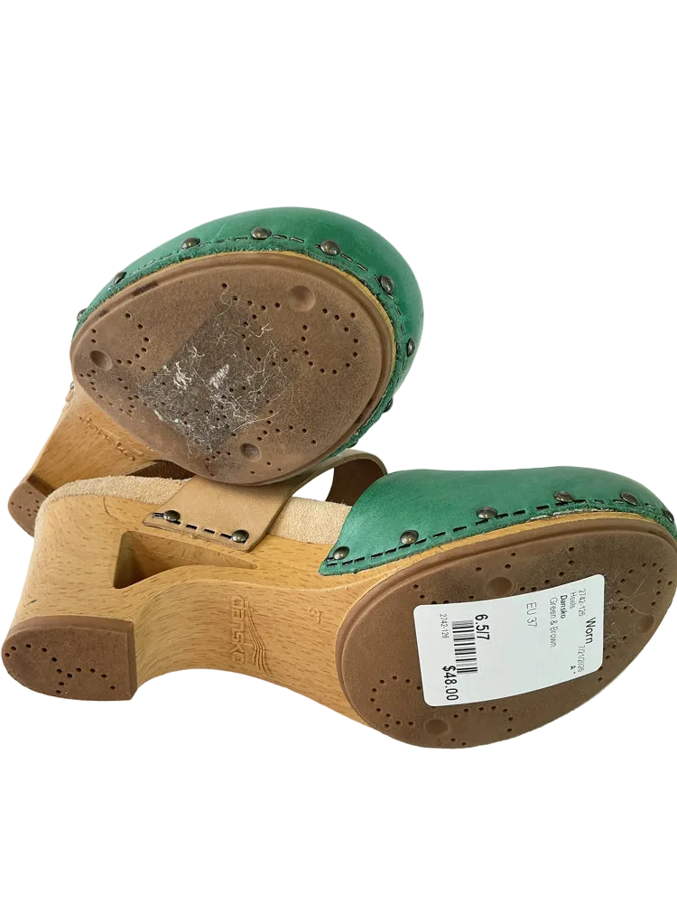 Dansko Shoe Size 6.5/7 Green & Brown Heels
