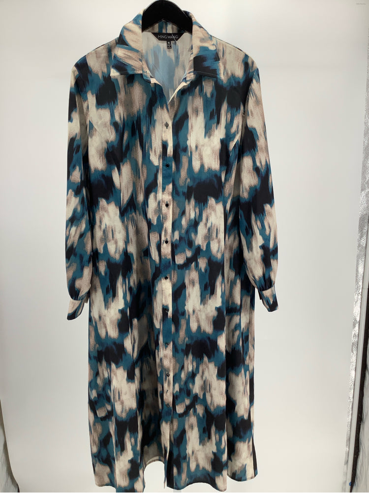 Ming Wang Size XL Tan Multi Dress