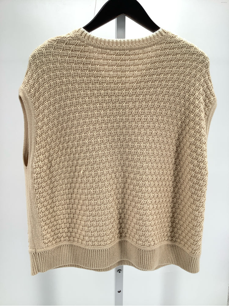 Oyun Size OS Tan & White Field Vest Sweater