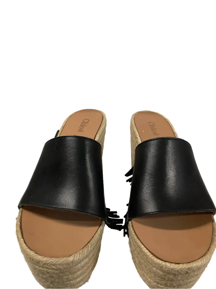 Chloe Shoe Size 8 Black Estel Wedges