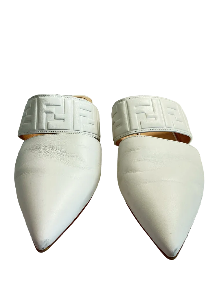 Fendi Shoe Size 9 White Mules
