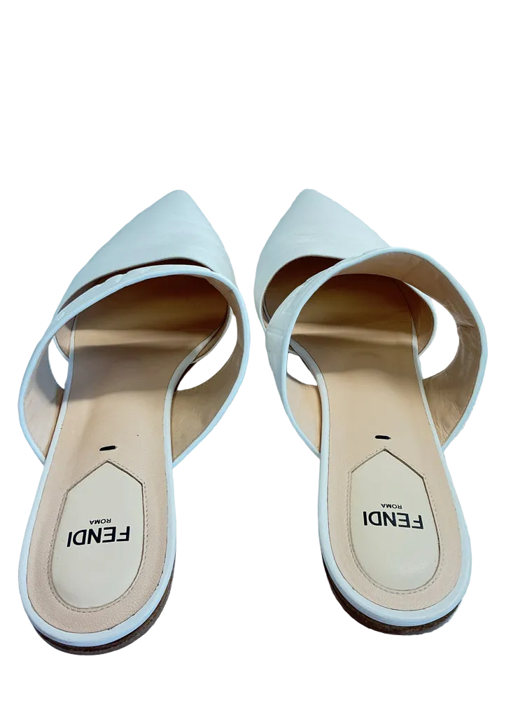 Fendi Shoe Size 9 White Mules