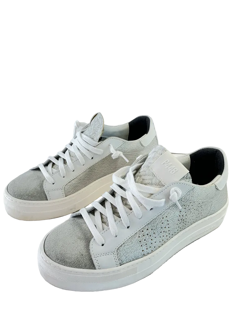 P448 Shoe Size 9 Silver & White Sneakers