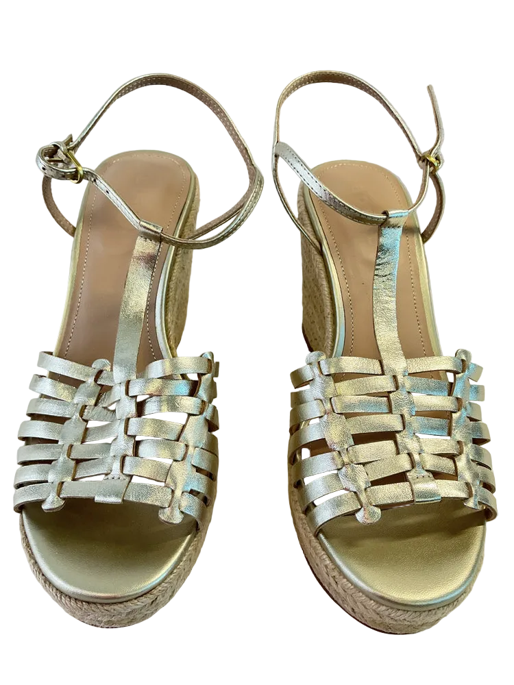 Boden Shoe Size 8/8.5 Gold Wedges