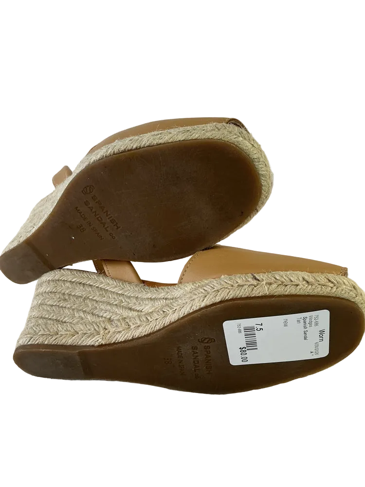 Spanish Sandal Shoe Size 7.5 Tan Wedges