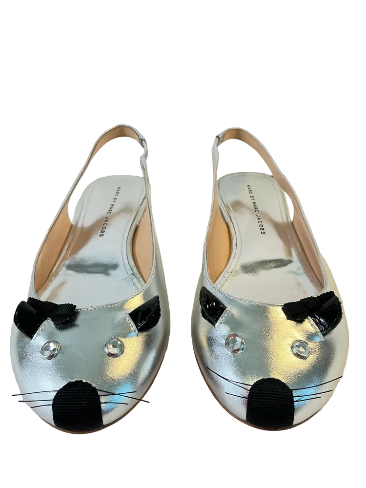 Marc by Marc Jacobs Shoe Size 9.5 Silver Slingbacks