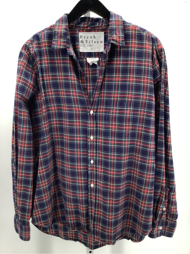 Frank & Eileen Size XL Navy multi Eileen Shirt