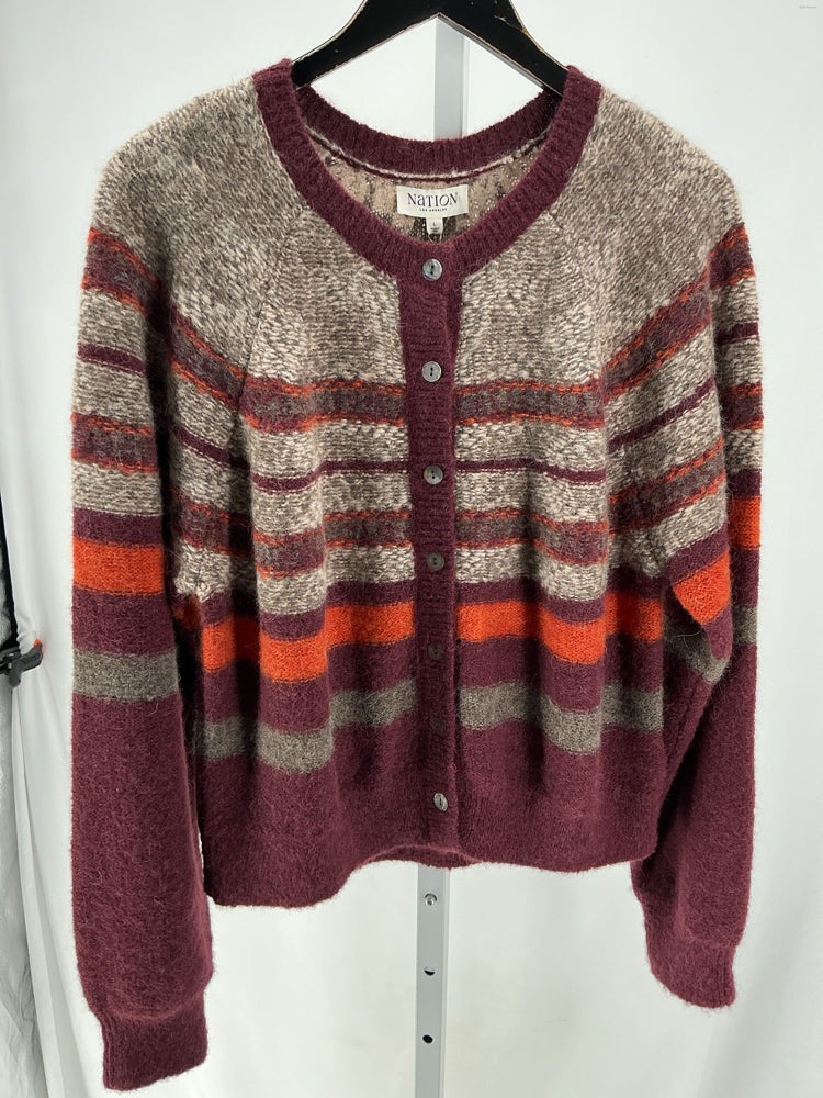 Nation Size L Burgundy Multi Cardigan