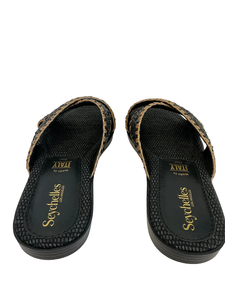 Seychelles Shoe Size 7 Black & Tan Pomelo Slides