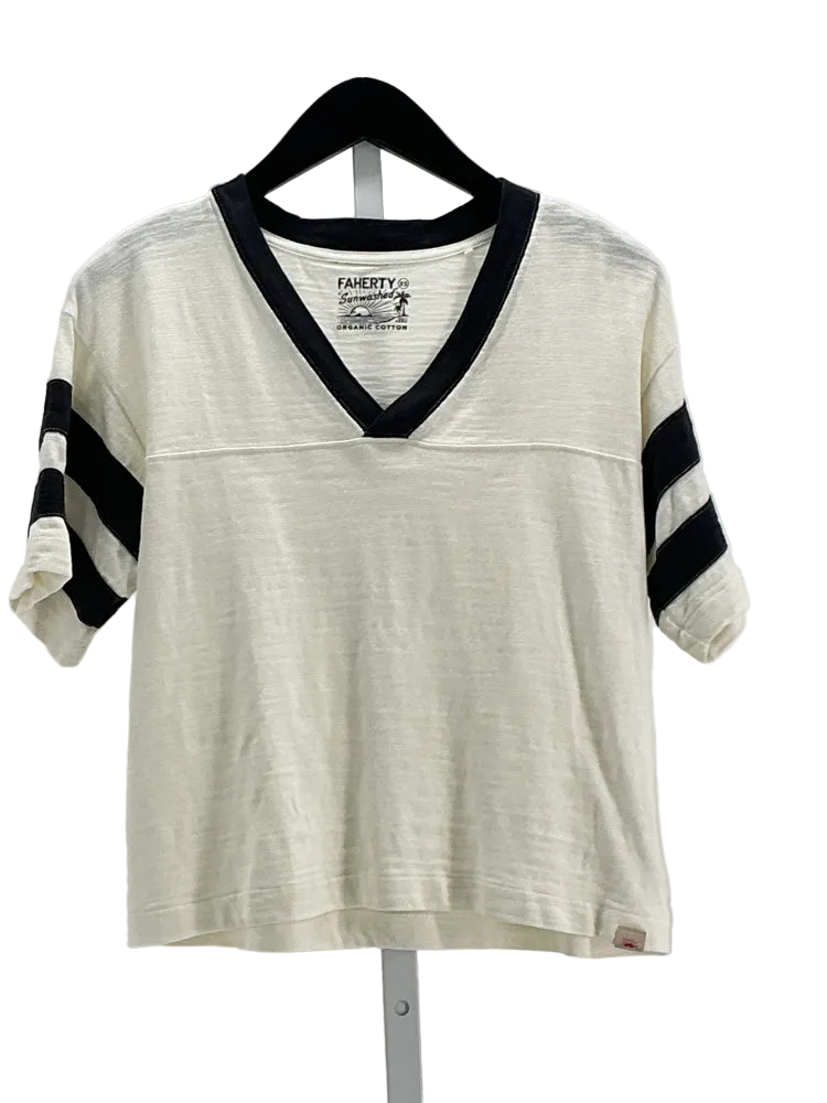 Faherty Size XS Cream & navy Shirt