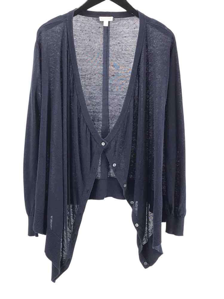 Garnet Hill Size L Navy Cardigan