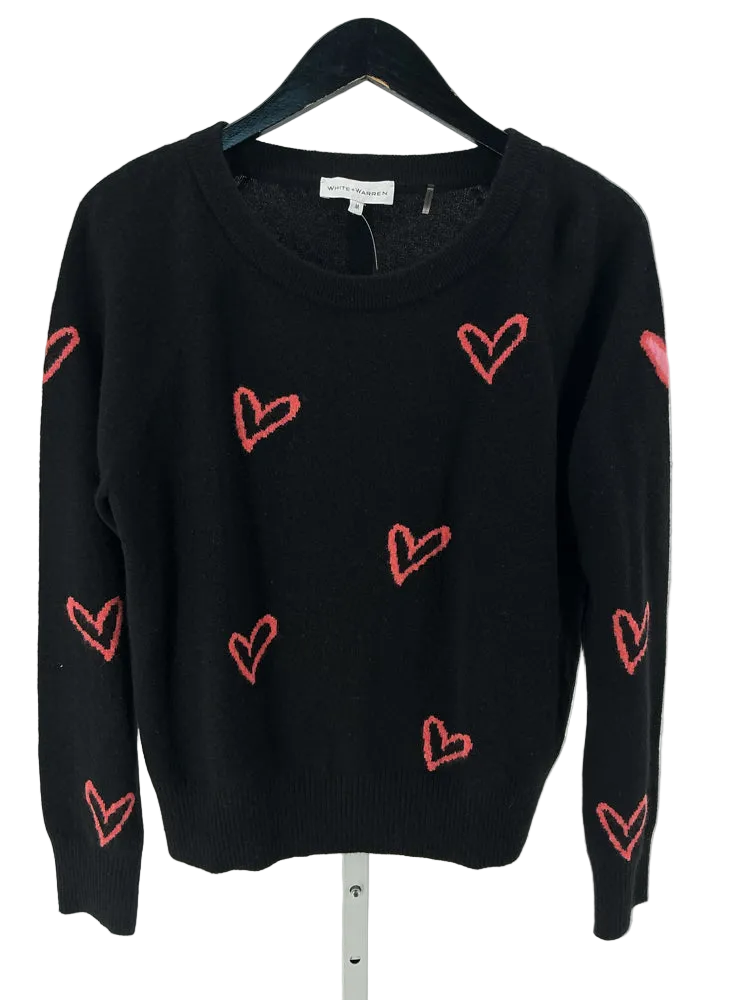 White + Warren Size M Black & Pink Sweater
