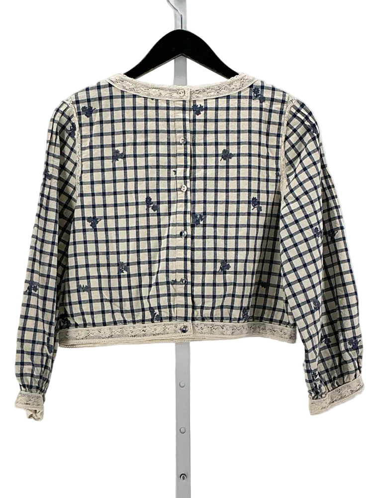 Sezane Size 6 Blue & White Shirt