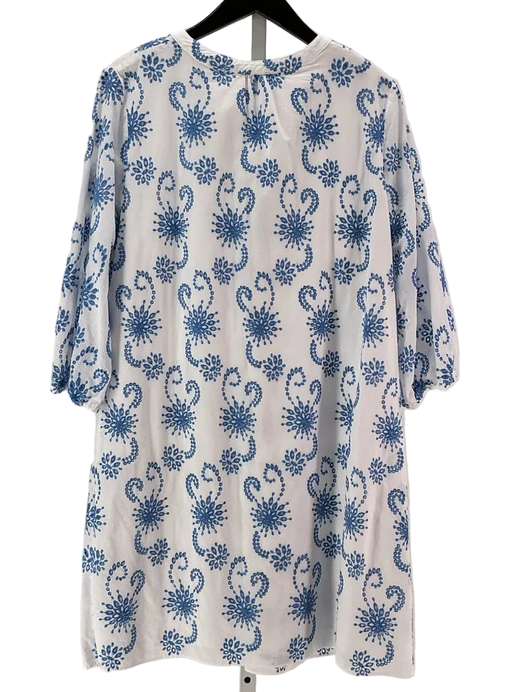 Talbots Size 16P Blue & White Dress
