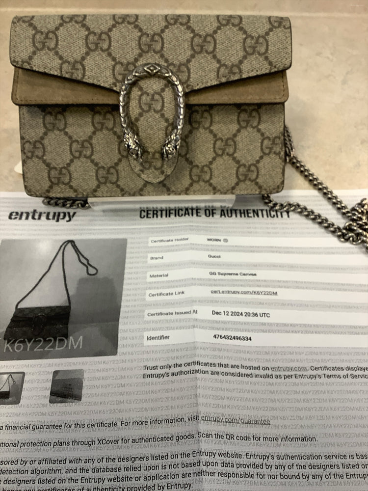 Gucci Tan Dionysus Super Mini Handbags