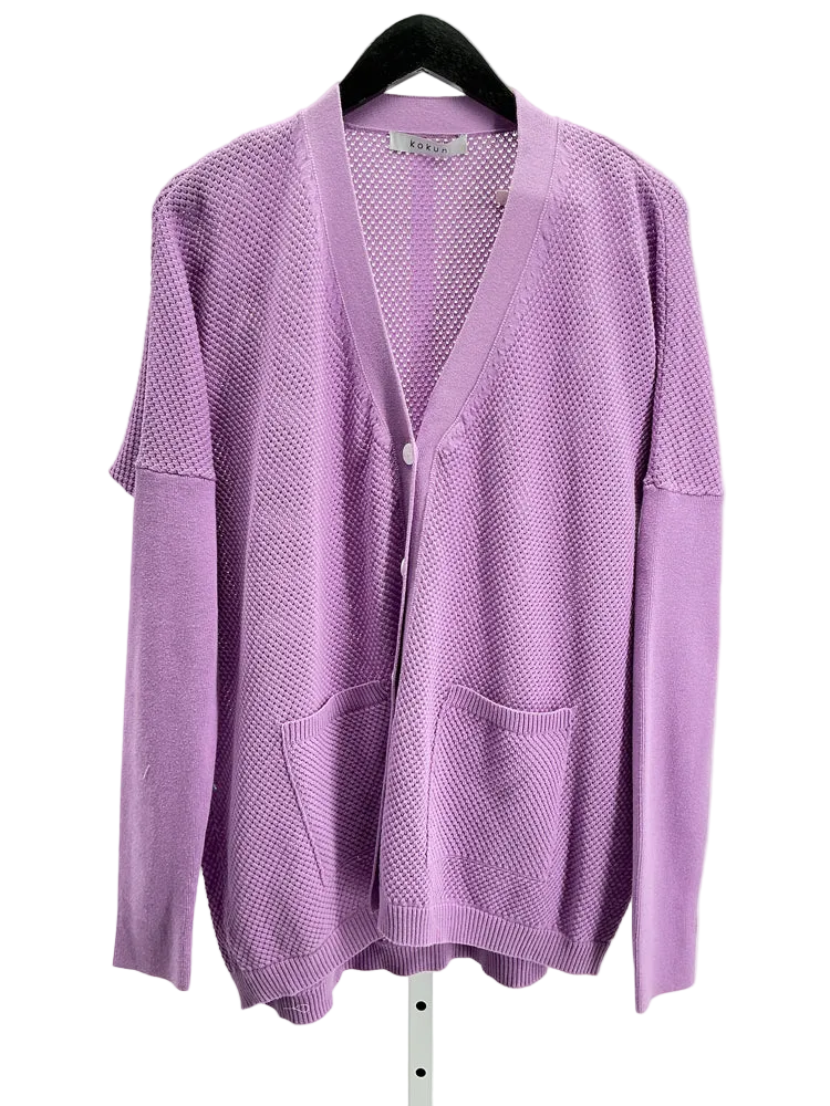 kokun Size XL Lavender Boyfriend Cardigan