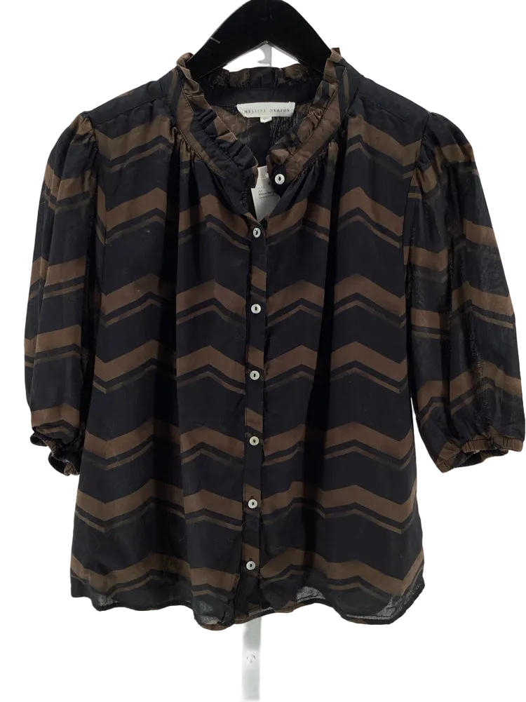 Melissa Nepton Size L Black & Brown Shirt