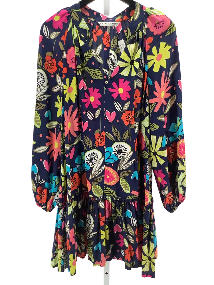 Trina Turk Size XL Navy multi Corozone Dress