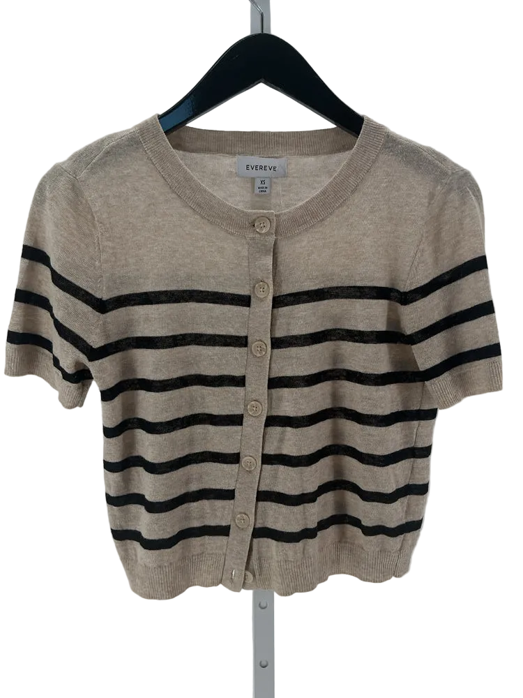 Evereve Size XS Tan & Black Sweater