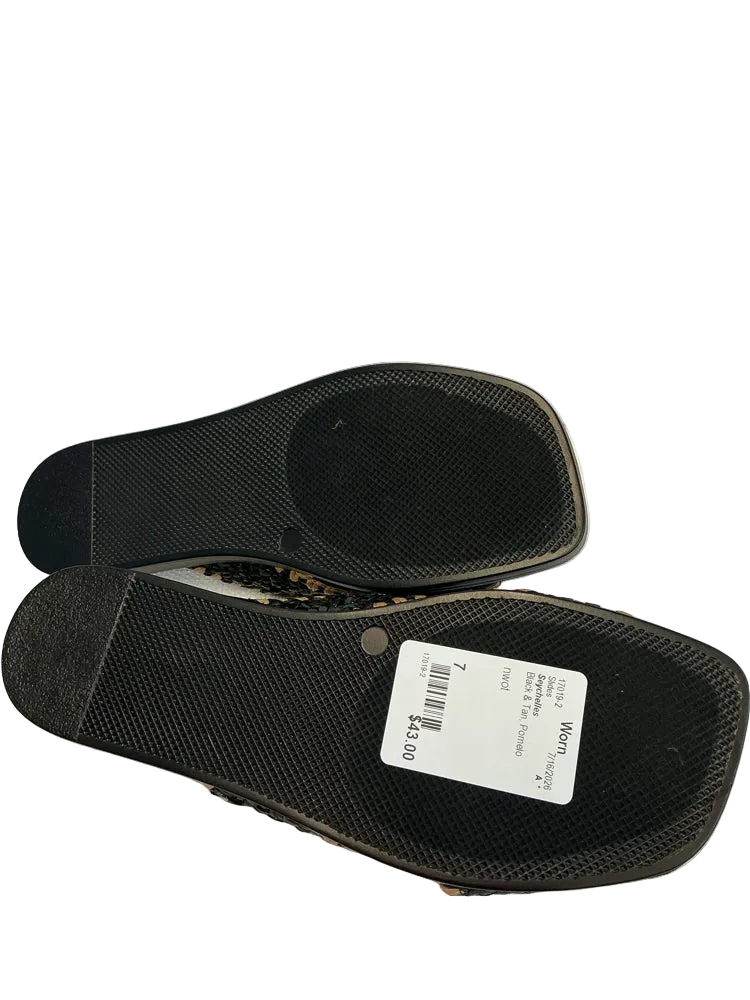 Seychelles Shoe Size 7 Black & Tan Pomelo Slides
