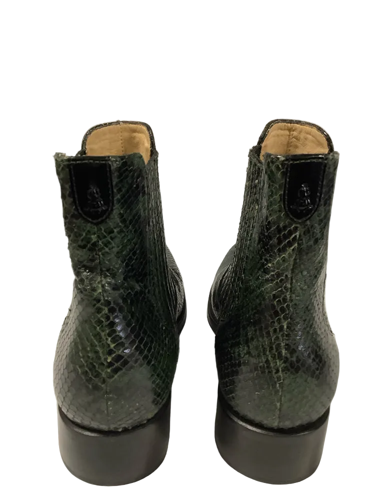 The Office of Angela Scott Shoe Size 7.5 Black & Green Booties